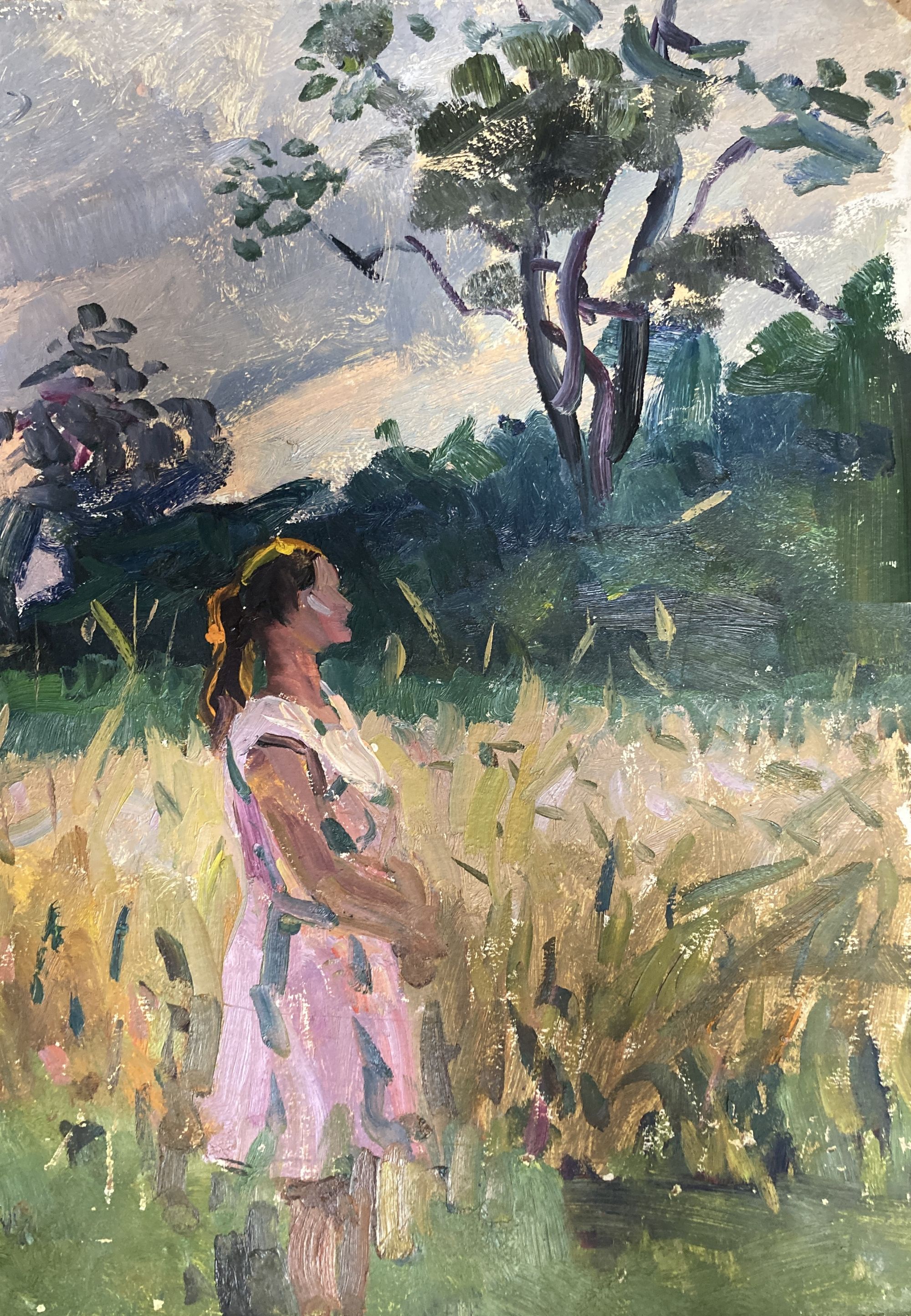 Mikhael Krivenko, oil on card, Evening Sunset, inscribed verso, 50 x 35m, unframed